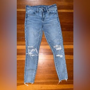 American Eagle Outfitters Light Blue Ripped Skinny Jeans